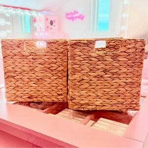 Set of 2 Wicker Storage Basket Cubes